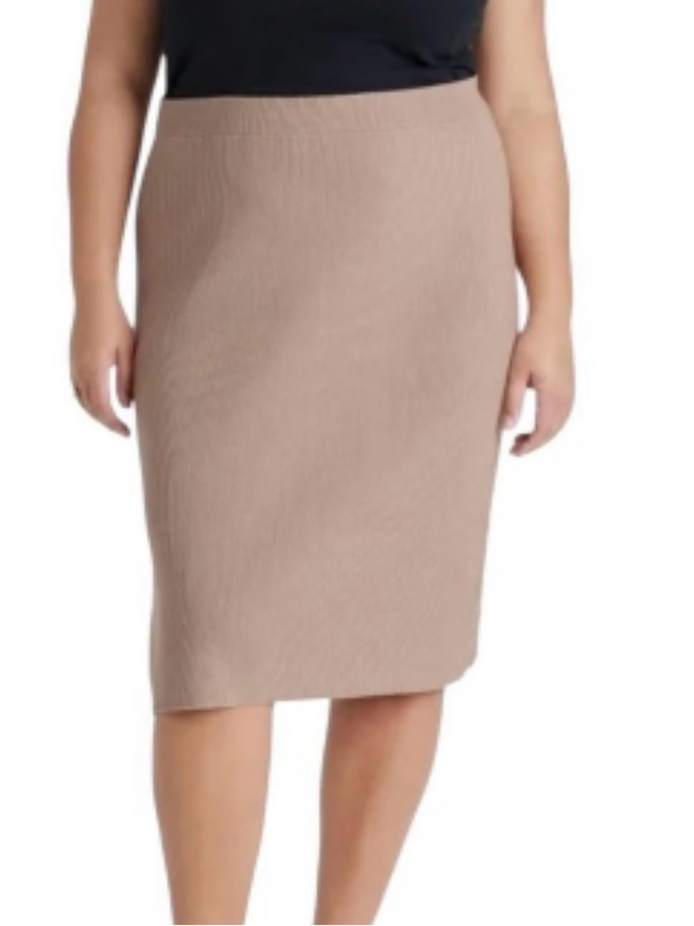 NWOT Ava & Viv Plus-Size Knit Midi Skirt in Taupe